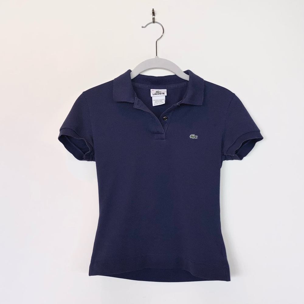 Lacoste Navy Blue Size 36 F4811 Slim Fit Cotton Piqué Polo Top